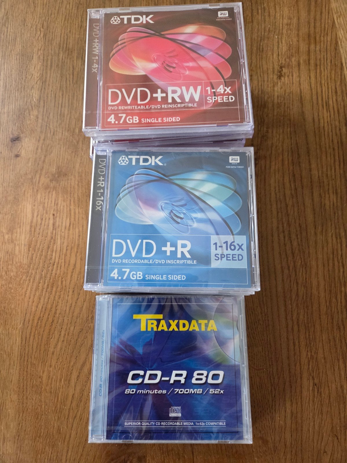 TDK DVD+RW, DVD+R en Traxdata CD-R schijven, Herschrijfbaar, TDK, Traxdata, Cd, Nieuw