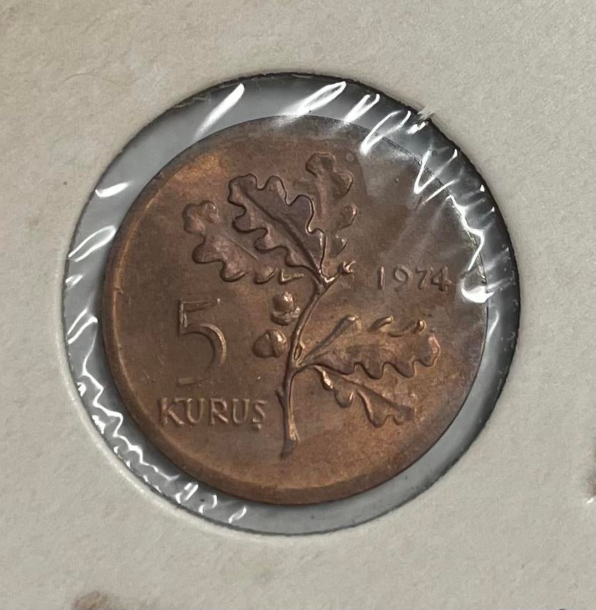 5 kurus Turkije 1974, Ophalen of Verzenden, Overige landen