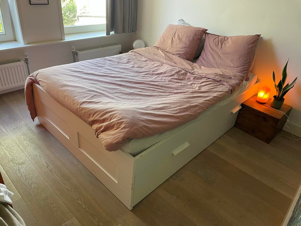 IKEA Brimnes bed 140x200 met opberglades, Huis en Inrichting, Slaapkamer | Bedden, Ophalen, Gebruikt, Wit, Tweepersoons