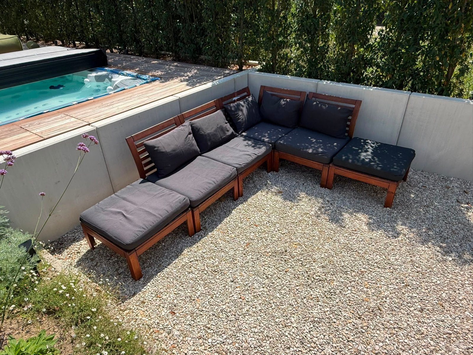 Ikea Applaro loungeset met antraciet kussens - 6-delig, Tuin en Terras, Ophalen, 4 zitplaatsen, Gebruikt, Loungeset