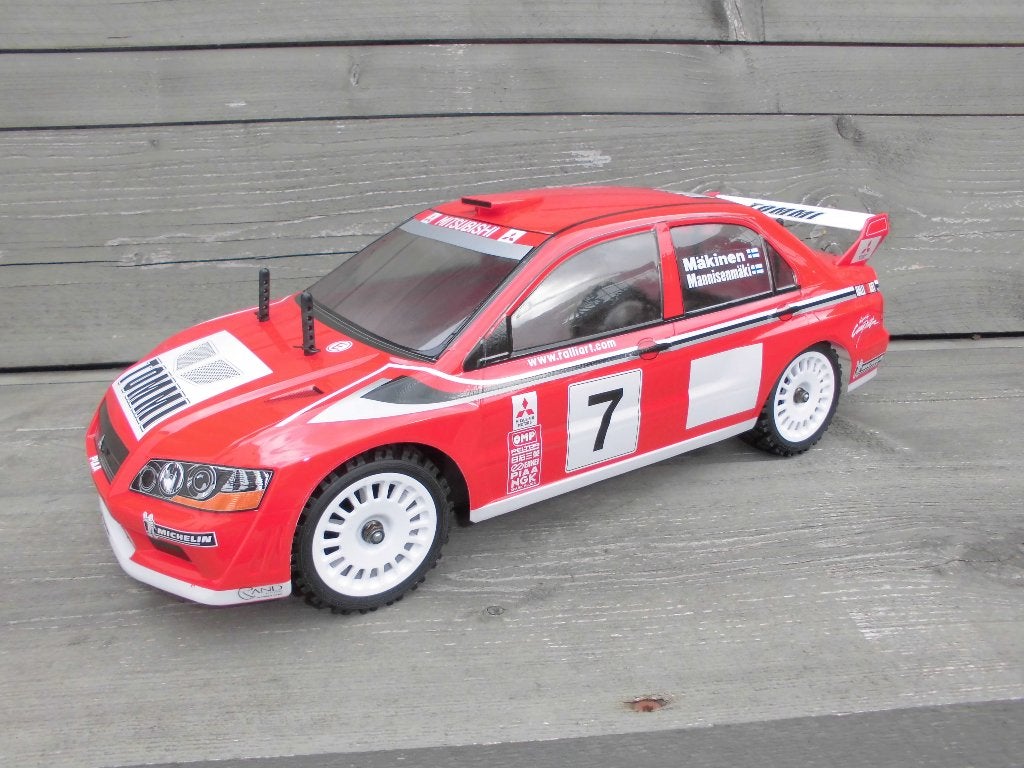 TAMIYA MITSUBISHI LANCER EVOLUTION VII WRC met TB01 CHASSIS, Elektro, Gebruikt, Ophalen of Verzenden, Schaal 1:10