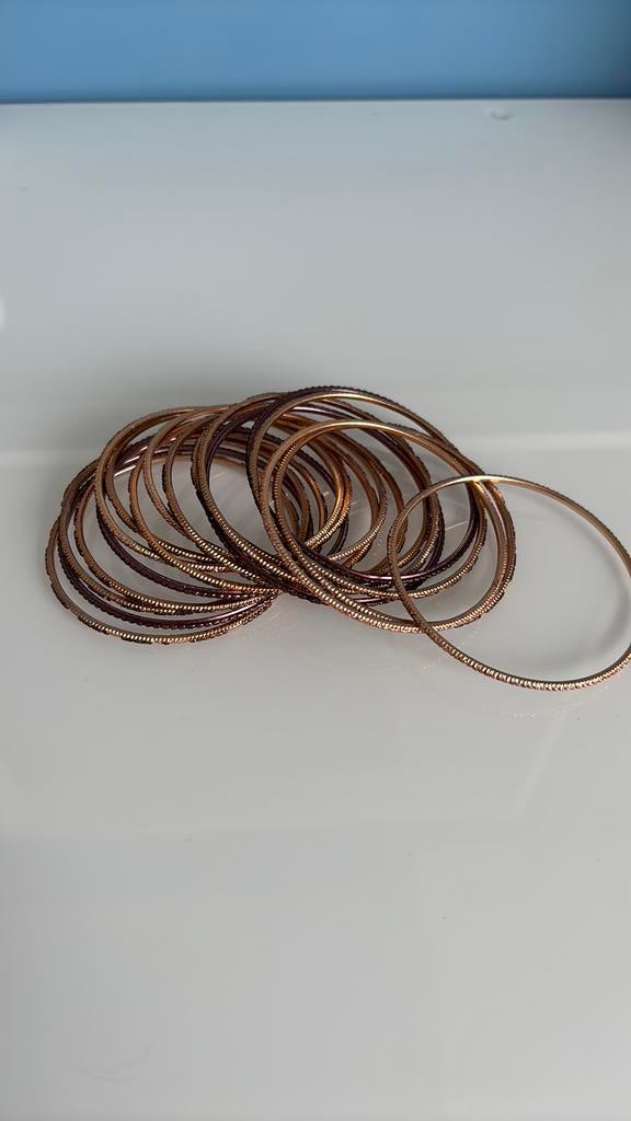 Set van 18 Buikdans Armbanden - Rosé Goudkleurig met Glitter, Overige materialen, Nieuw, Ophalen of Verzenden, Goud