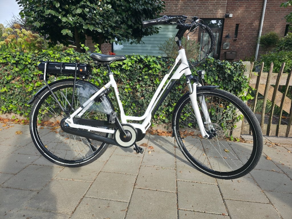 Zeer nette amslod elektrische fiets, (Extra) lage instap, Zo goed als nieuw, 50 tot 53 cm, Schijfrem