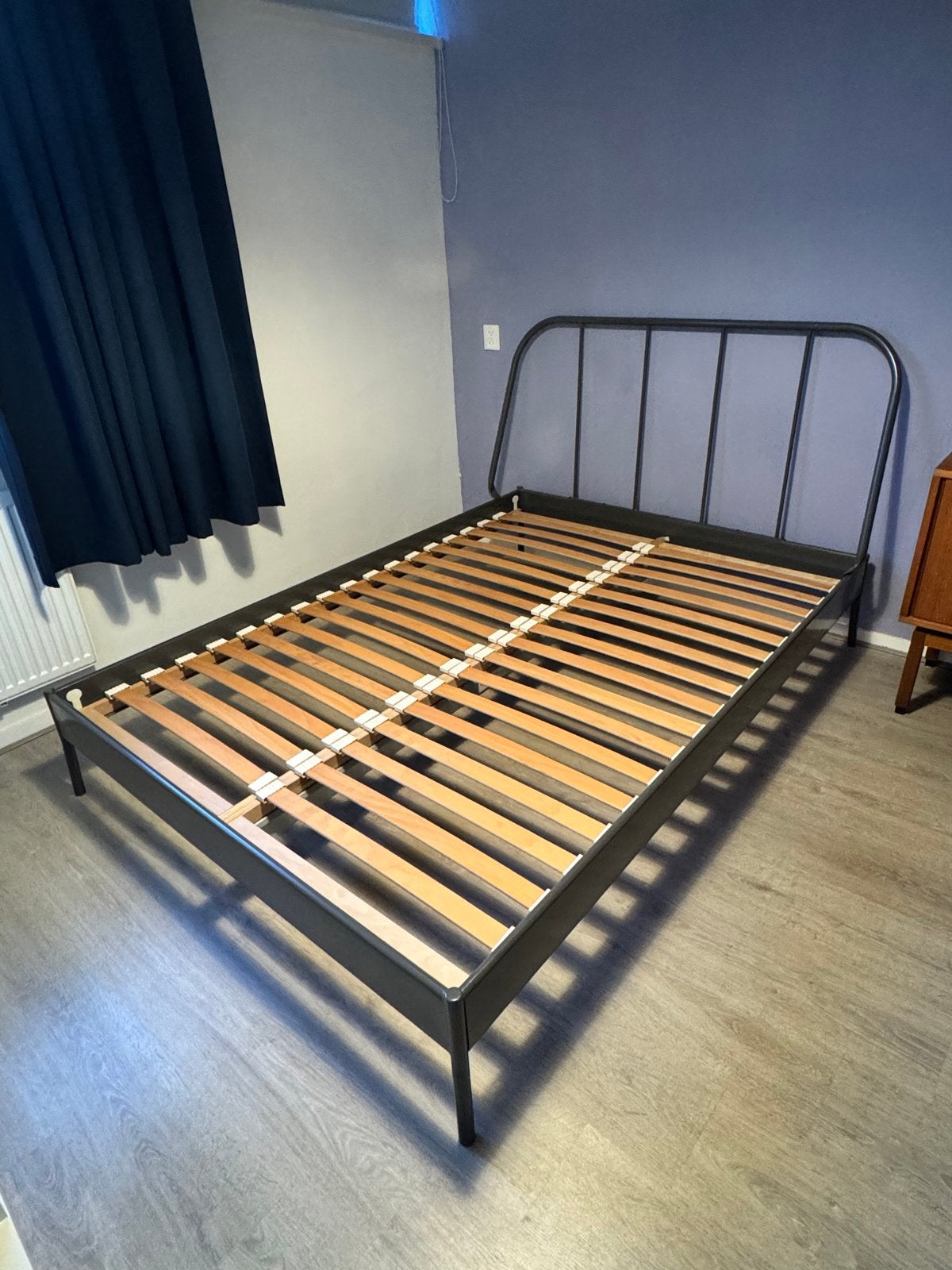 IKEA KOPARDAL bedframe 140x200  incl. lattenbodem, Ophalen, Gebruikt, Zwart, Tweepersoons