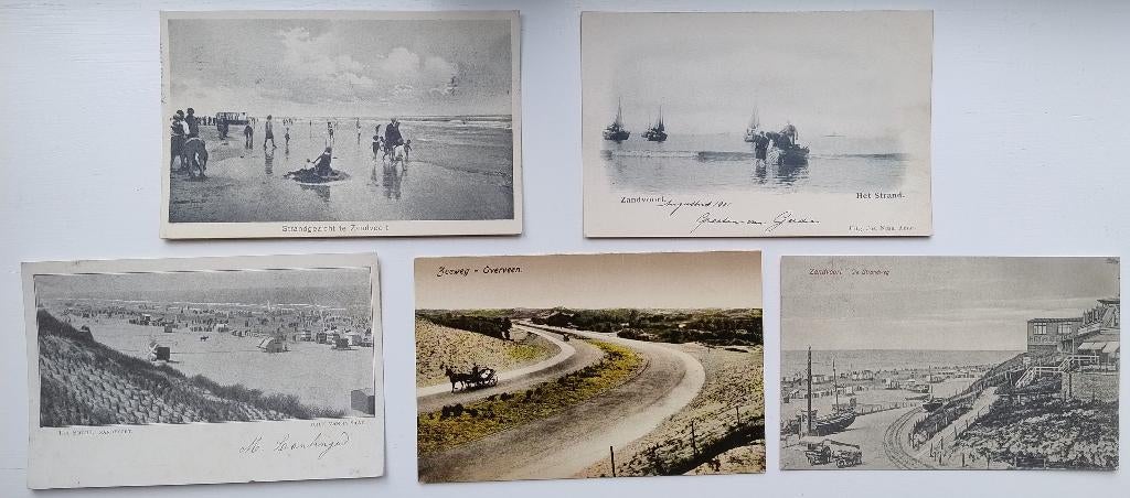 Ansichtkaarten ZANDVOORT 5st vooroorlogs, Ophalen of Verzenden, Voor 1920, Gelopen, Noord-Holland