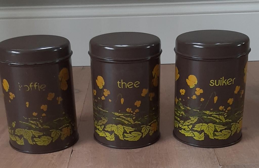 Brabantia koffie thee suiker bussen vintage voorraadbussen, Antiek en Kunst, Ophalen of Verzenden