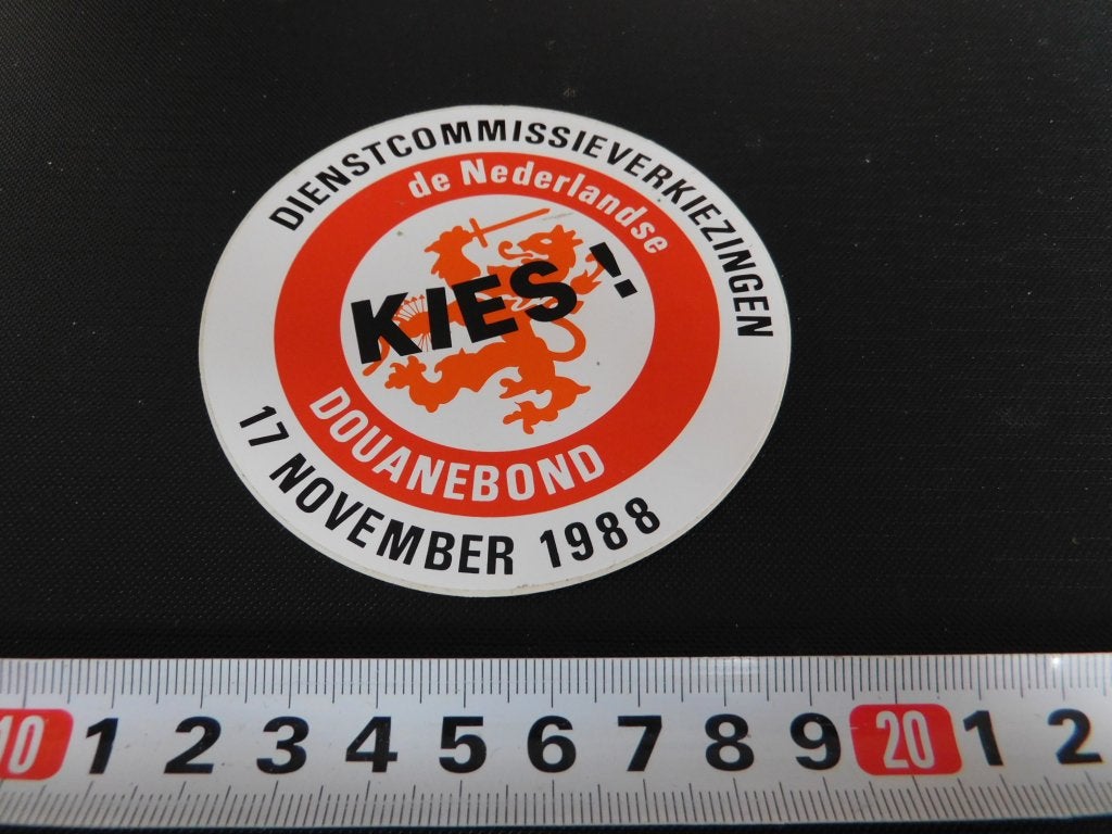 sticker DOUANE de Nederlandse Douanebond 1988 *, Ophalen, Zo goed als nieuw