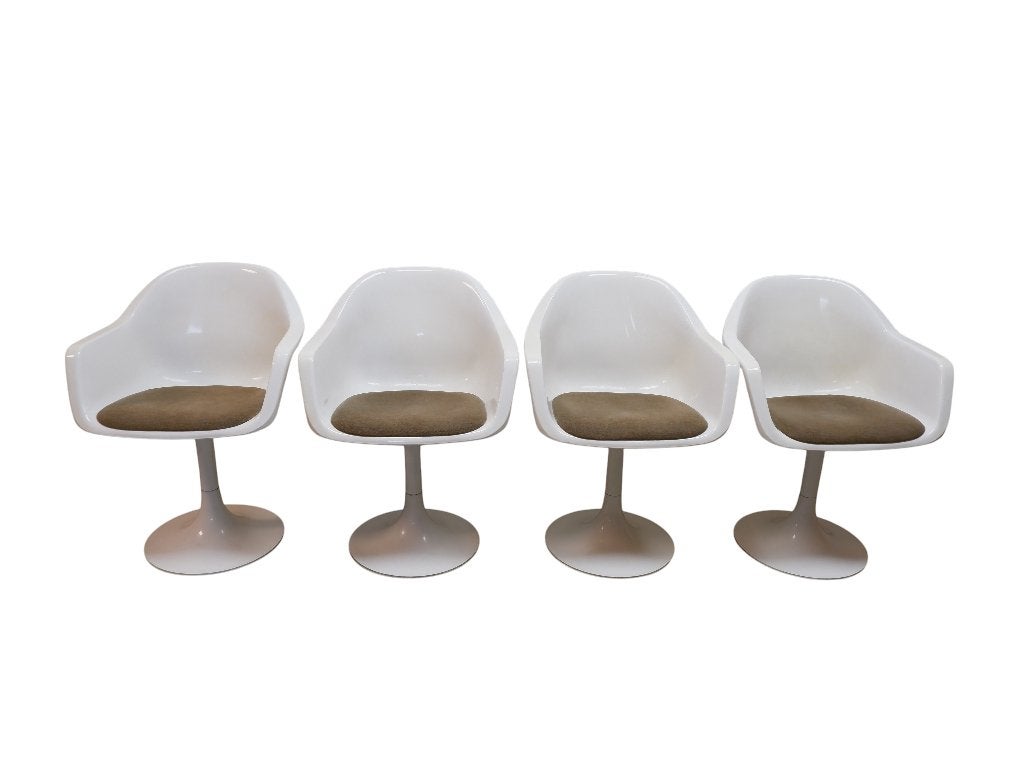 Set van 4 draaibare kuipstoelen, jaren 70, Ophalen, Wit, Vintage, Rijksstraatweg 37 Wilp