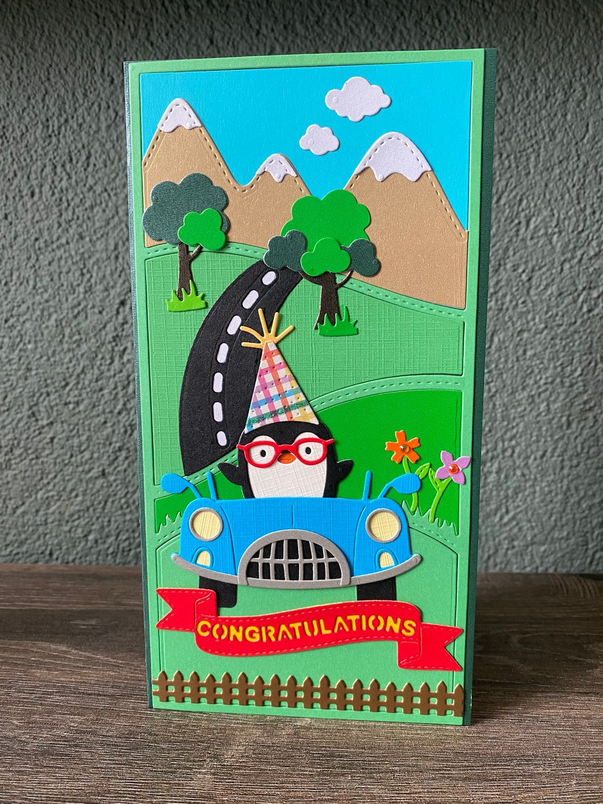 Wenskaart met envelop nr 493 Gefeliciteerd, Hobby en Vrije tijd, Kaarten | Zelfgemaakt, Ophalen of Verzenden, Nieuw, Overige thema's