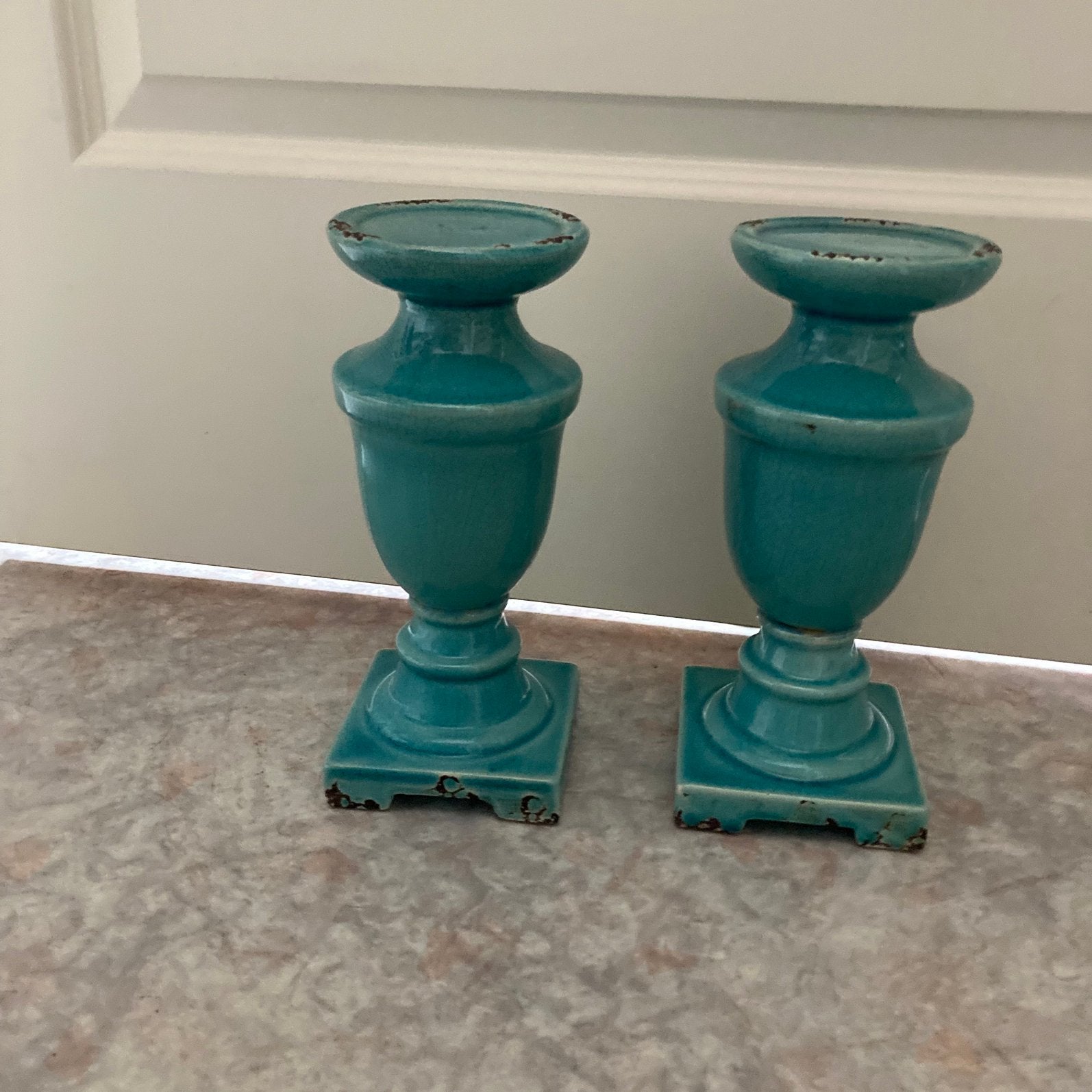 Mooie blauwe kandelaars, Ophalen, Overige materialen, Gebruikt, Blauw