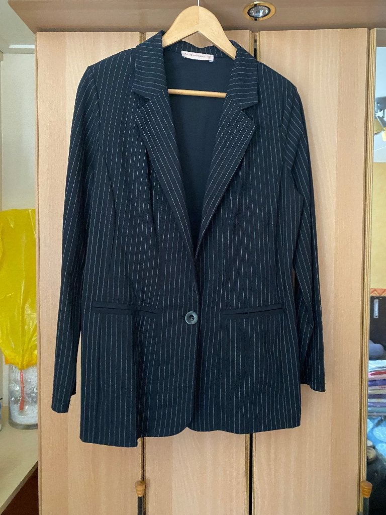 Zwarte krijtstreep blazer Studio Anneloes, Kleding | Dames, Jasjes, Kostuums en Pakken, Studio Anneloes, Zwart, Maat 46/48 (XL) of groter