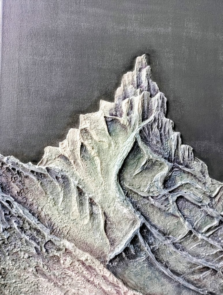 Abstract berglandschap met textuur, Antiek en Kunst, Landschap, Gelimiteerde oplage, Ophalen of Verzenden, Gemengde techniek