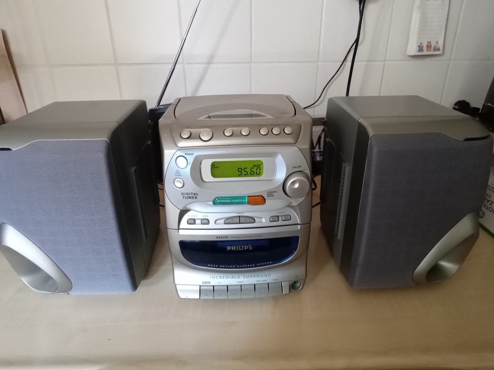 Philips AZ2420 Microset met CD, Cassette en Radio, Ophalen, Philips, Gebruikt, Tuner of Radio