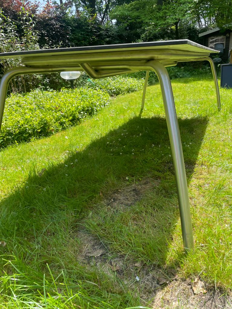 Borek tuintafel 225x92cm met zwaar en stabiel onderstel, Tuin en Terras, Tuintafels, Ophalen, Gebruikt, Rechthoekig, Metaal