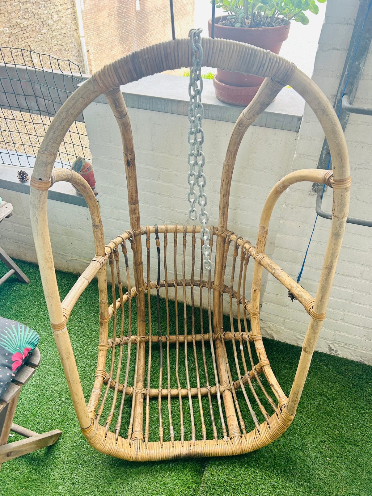 Complete  Hangstoel / Egg Chair incl plafondset & ketting, Tuin en Terras, Tuinstoelen, Gebruikt, Ophalen