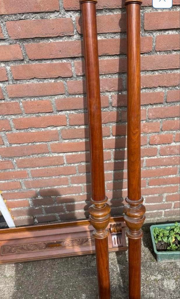 Antieke houten zuilen en ornament van halspiegel, Ophalen of Verzenden