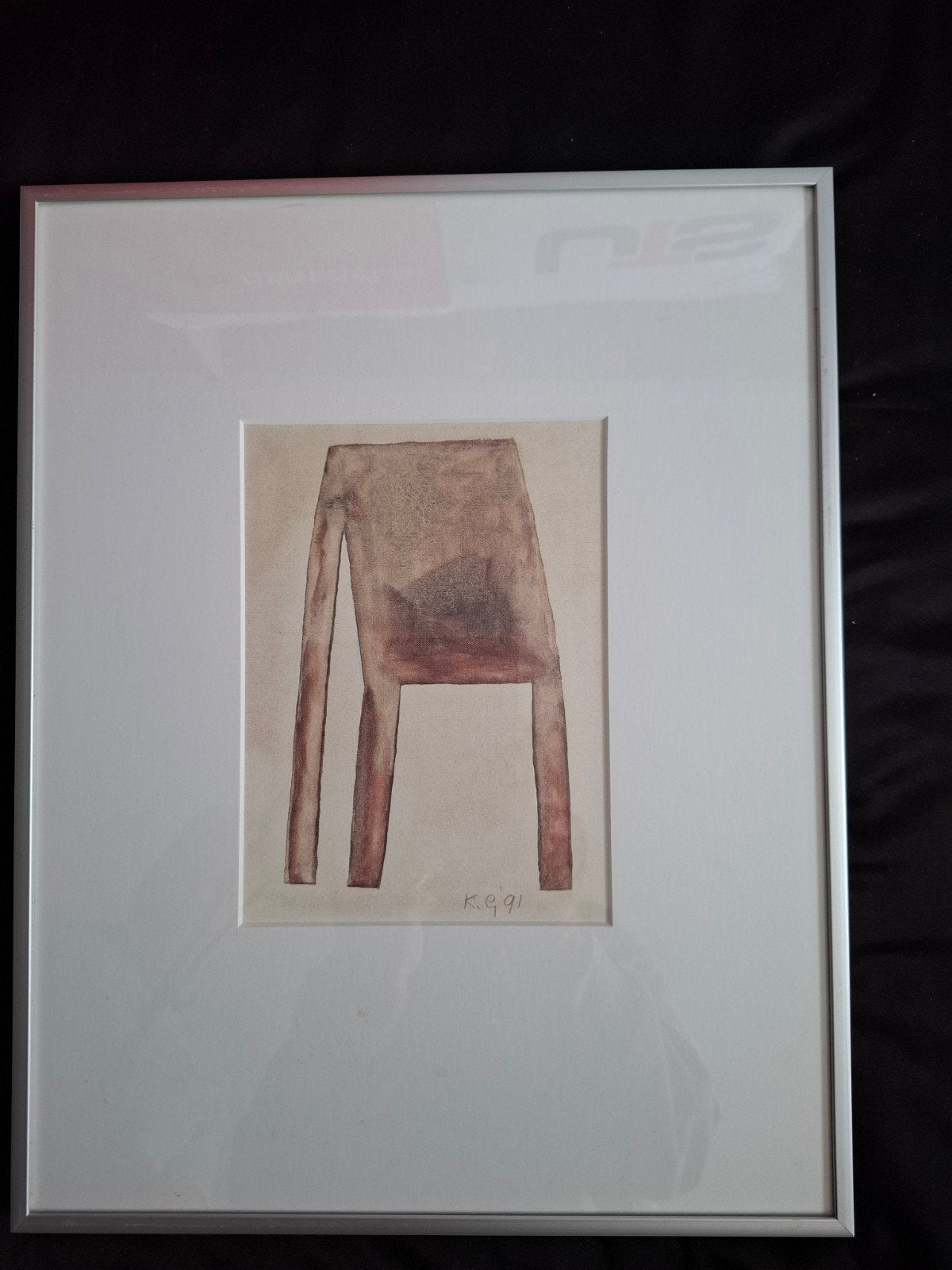Abstracte aquarel 'Stoel' - Gesigneerd K.G. '91, Ophalen of Verzenden