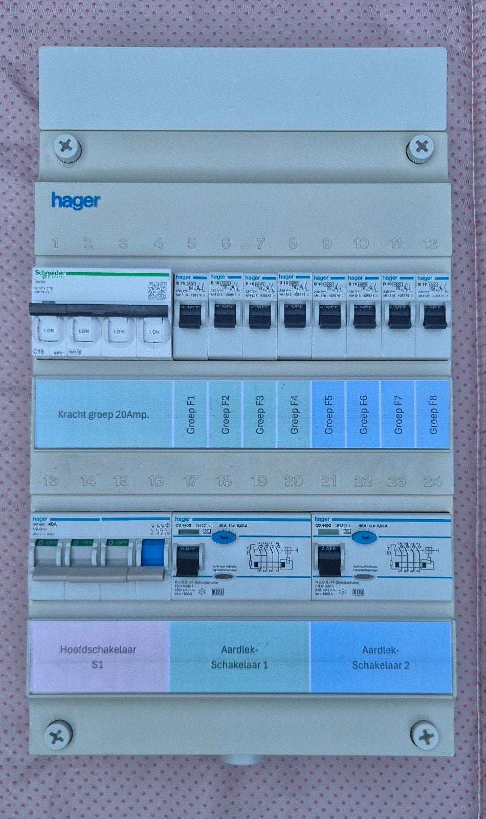 Hager Vision 3-fase groepenkast | 8x B16 + C16 krachtgroep, Ophalen of Verzenden, Gebruikt, Hager, Groepenkast