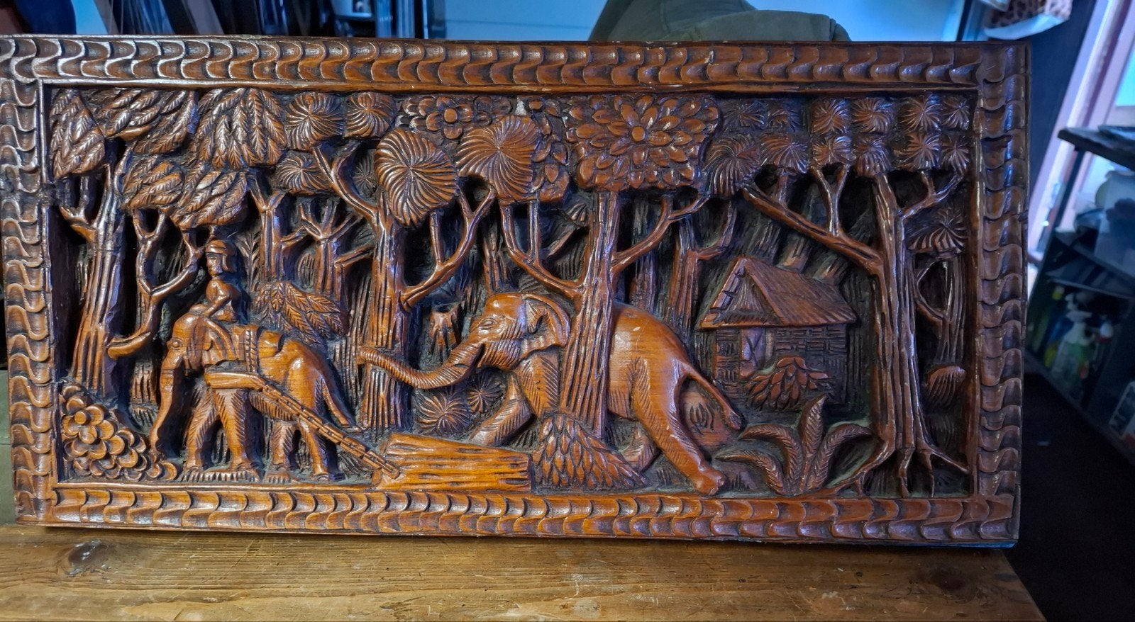 Prachtig 3D Houtsnijwerk, Houtsnijwerk, Handgemaakt, Scène, Hout
