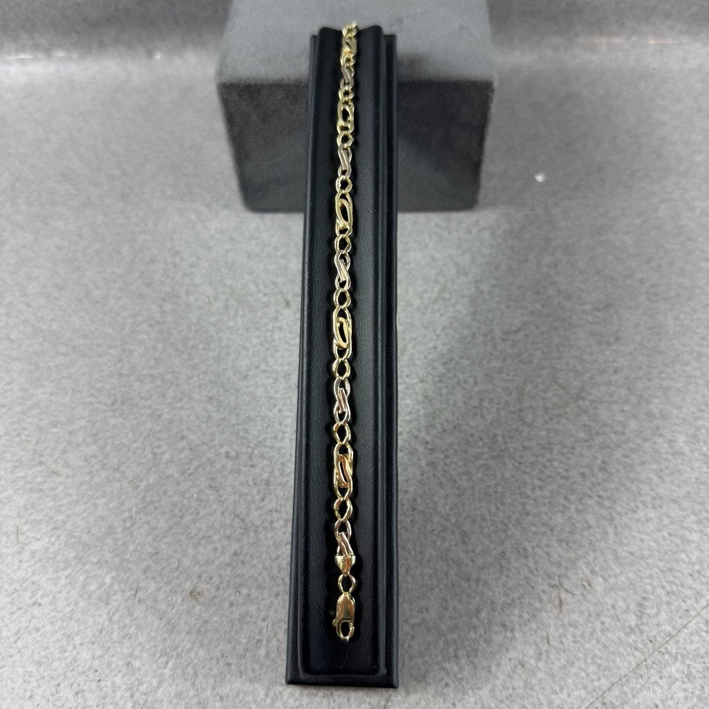 Gouden Armband | 14k | 9,12g | fantasieband |20,5cm| 417749, Ophalen of Verzenden, Gebruikt, Goud, Goud