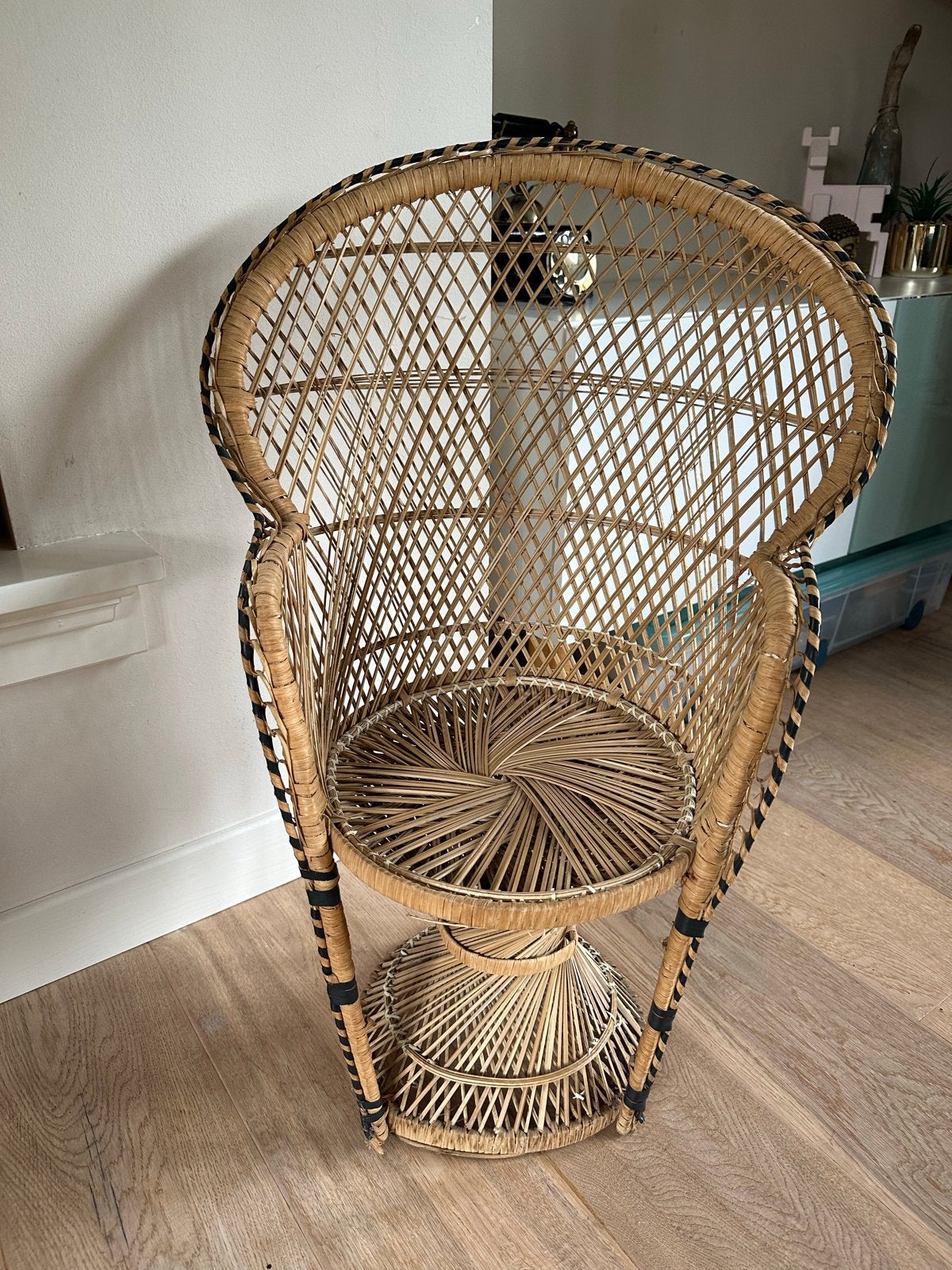 Vintage rotan pauwenstoeltje, Ophalen of Verzenden