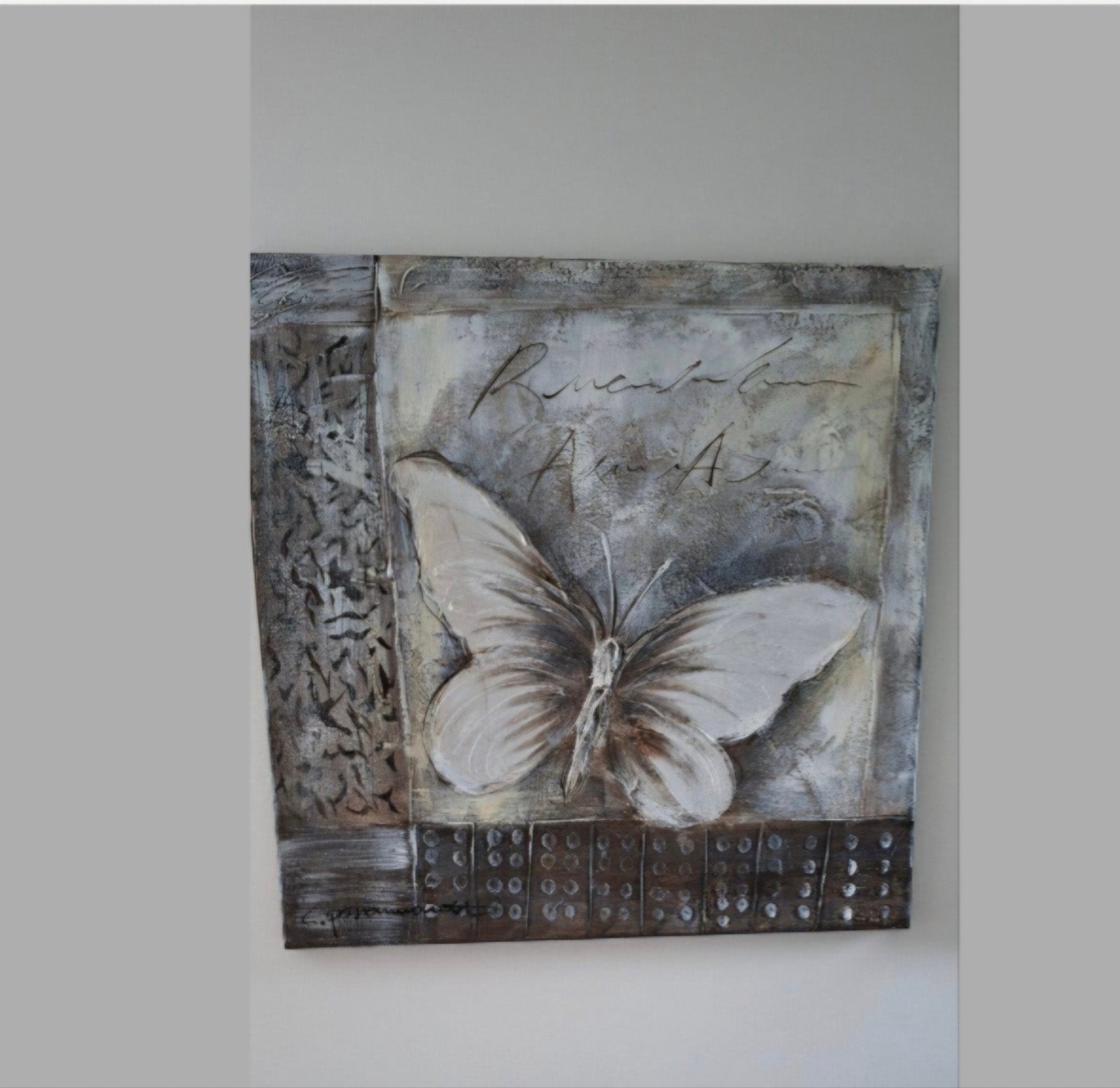 schilderij vlinder op canvas, Ophalen