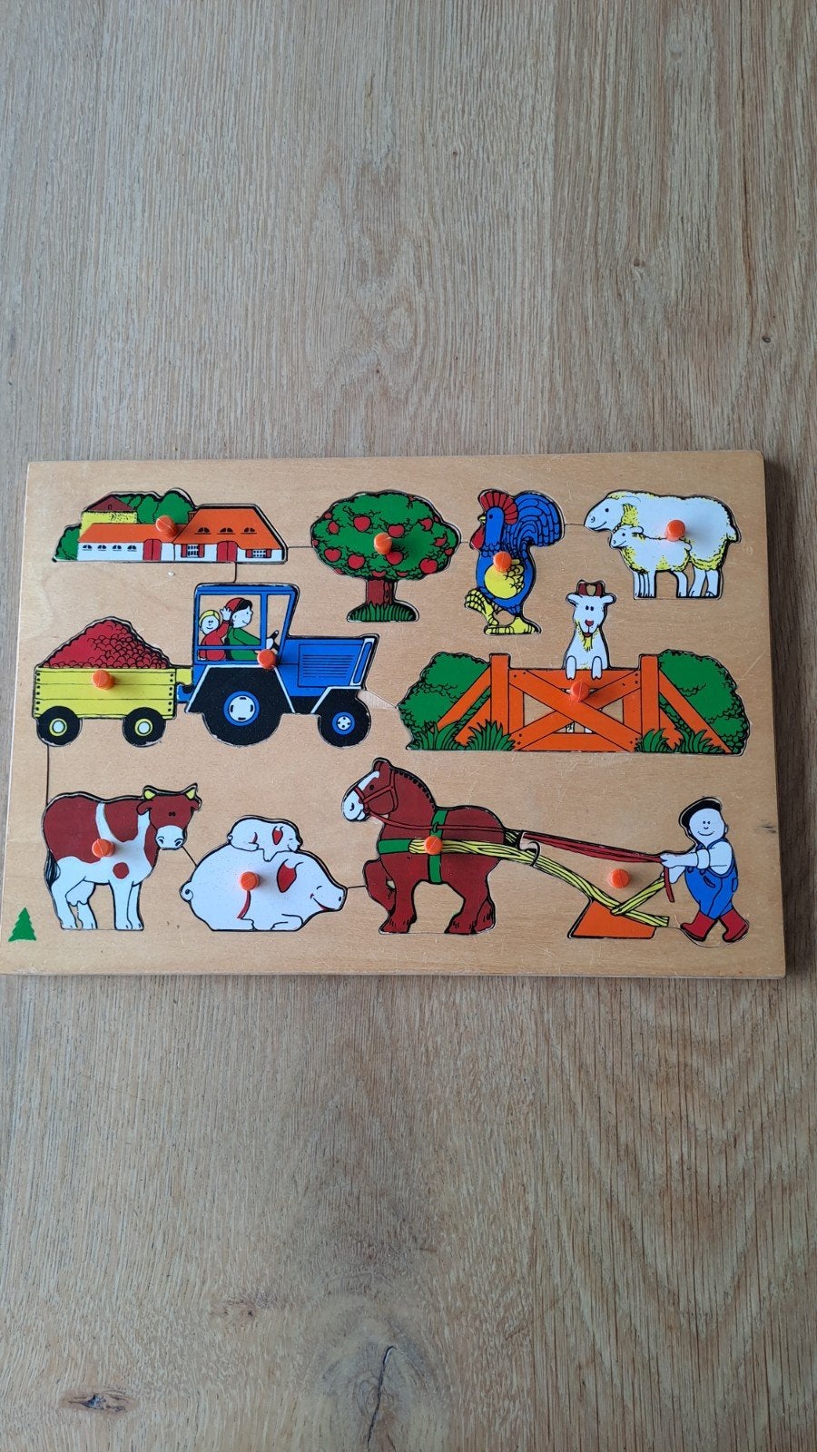 Vintage Simplex Houten Noppenpuzzel Boerderij - Jaren 70/80, Ophalen of Verzenden, Gebruikt