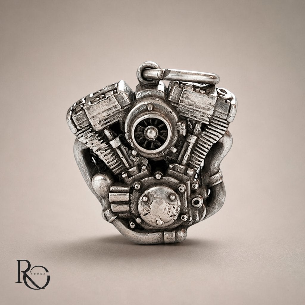 Zilveren V-twin motor hanger 925 zilver – handgemaakt, Overige voorstellingen, Verzenden, Nieuw, Zilver