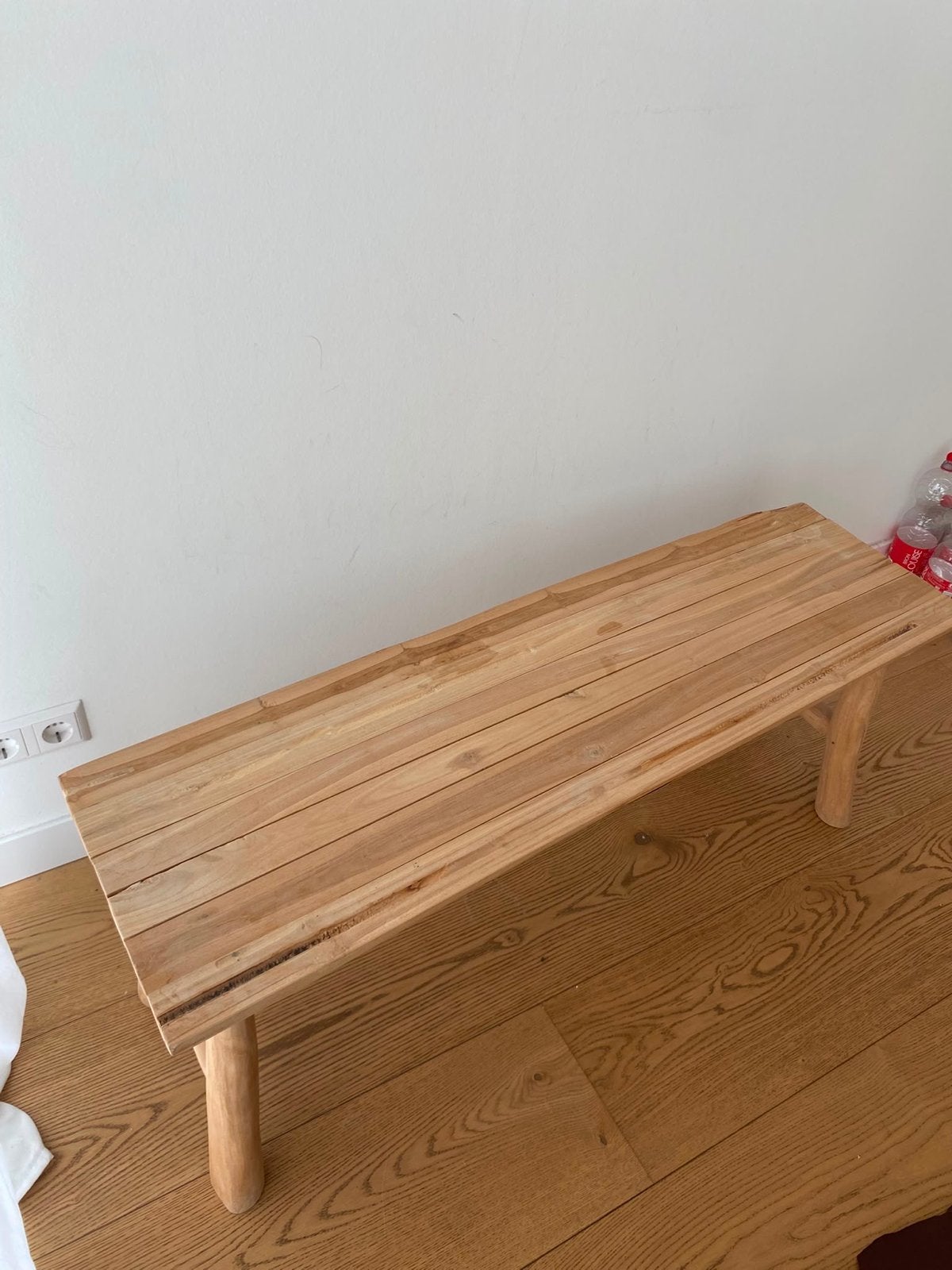 Houten bankje - 120x35x45 cm, Huis en Inrichting, Ophalen, Gebruikt, Twee, Bruin
