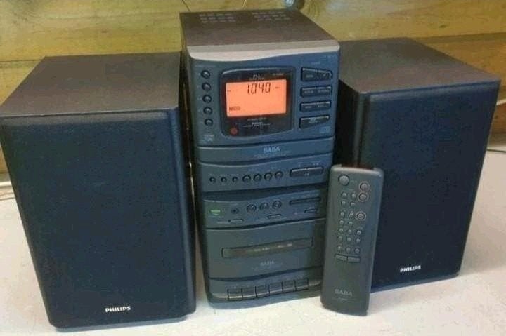 Saba stereo set cs-1550cd + philips speakers + remote, Ophalen of Verzenden, Speakers, Philips