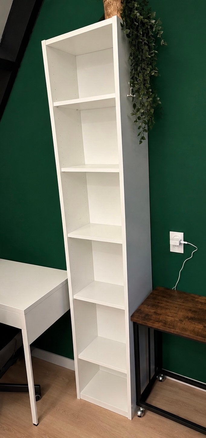 2x Ikea Billy Witte smalle boekenkast met 5 planken, Ophalen, Met plank(en), Minder dan 50 cm, Gebruikt