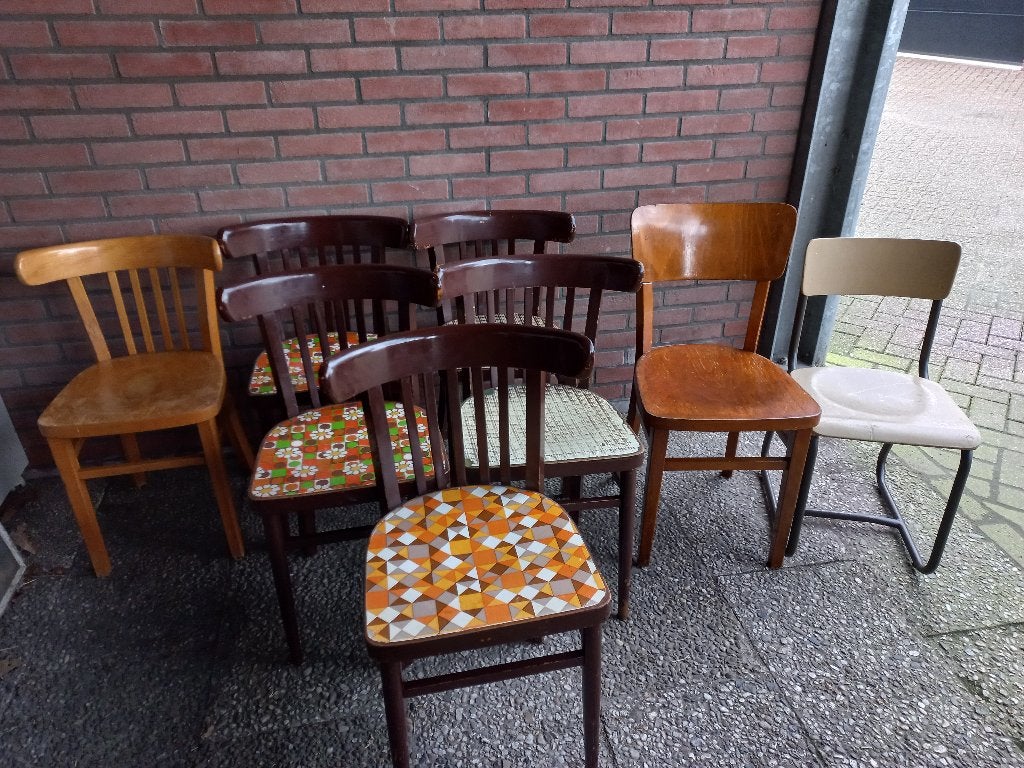 Vintage stoelen, Ophalen, Gebruikt, Bruin, Vintage