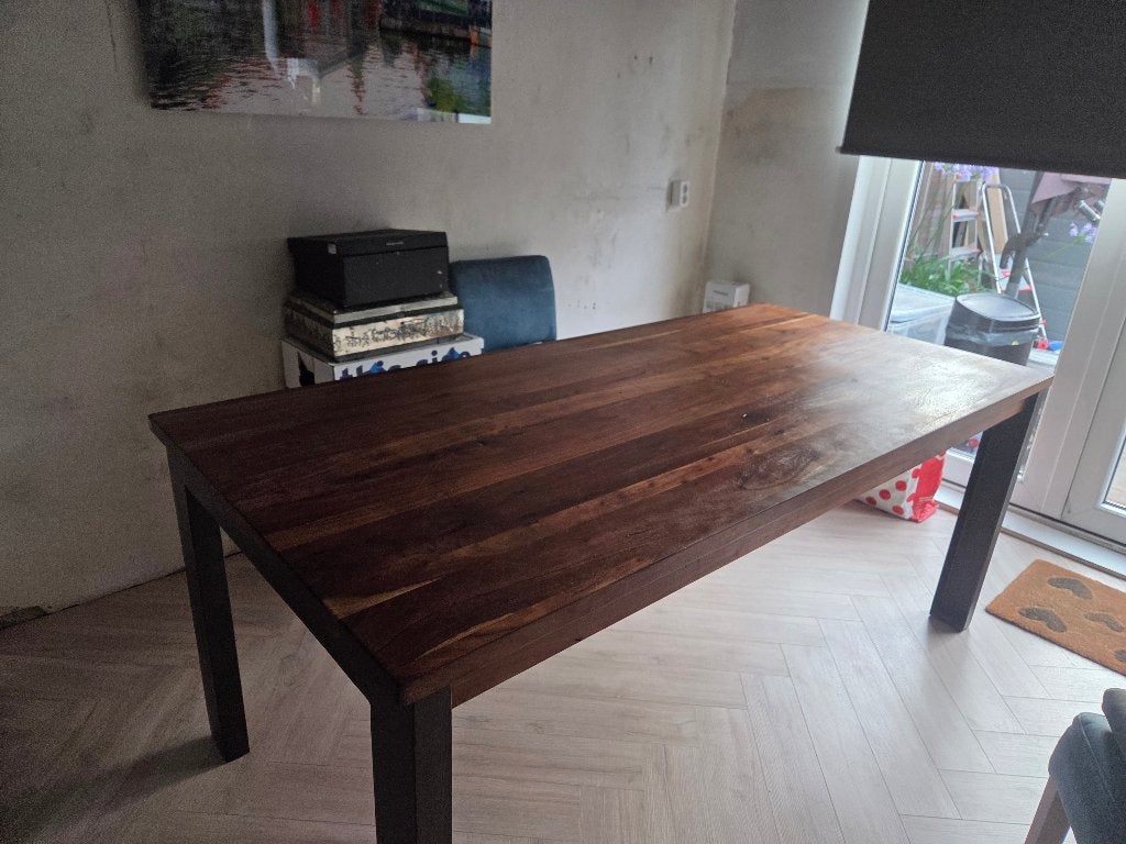 Teak houten eettafel, 190x90x70cm, ophalen in Amstelveen, Ophalen, Gebruikt, Teakhout, 50 tot 100 cm