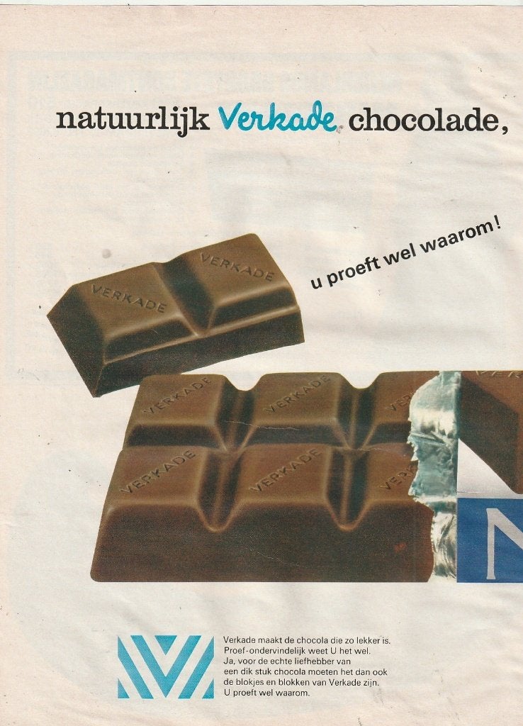 Retro reclame 1968 Verkade chocolade die is zo lekker, Verzenden, Overige typen