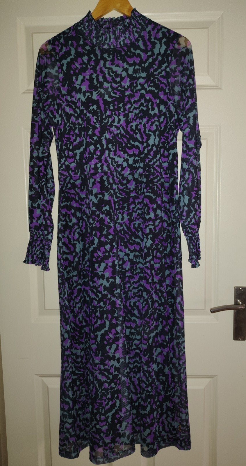 Juffrouw Jansen jurk Maat M - Paars/Zwart/Grijs-petrol, Kleding | Dames, Maat 38/40 (M), Zo goed als nieuw, Juffrouw Jansen, Onder de knie