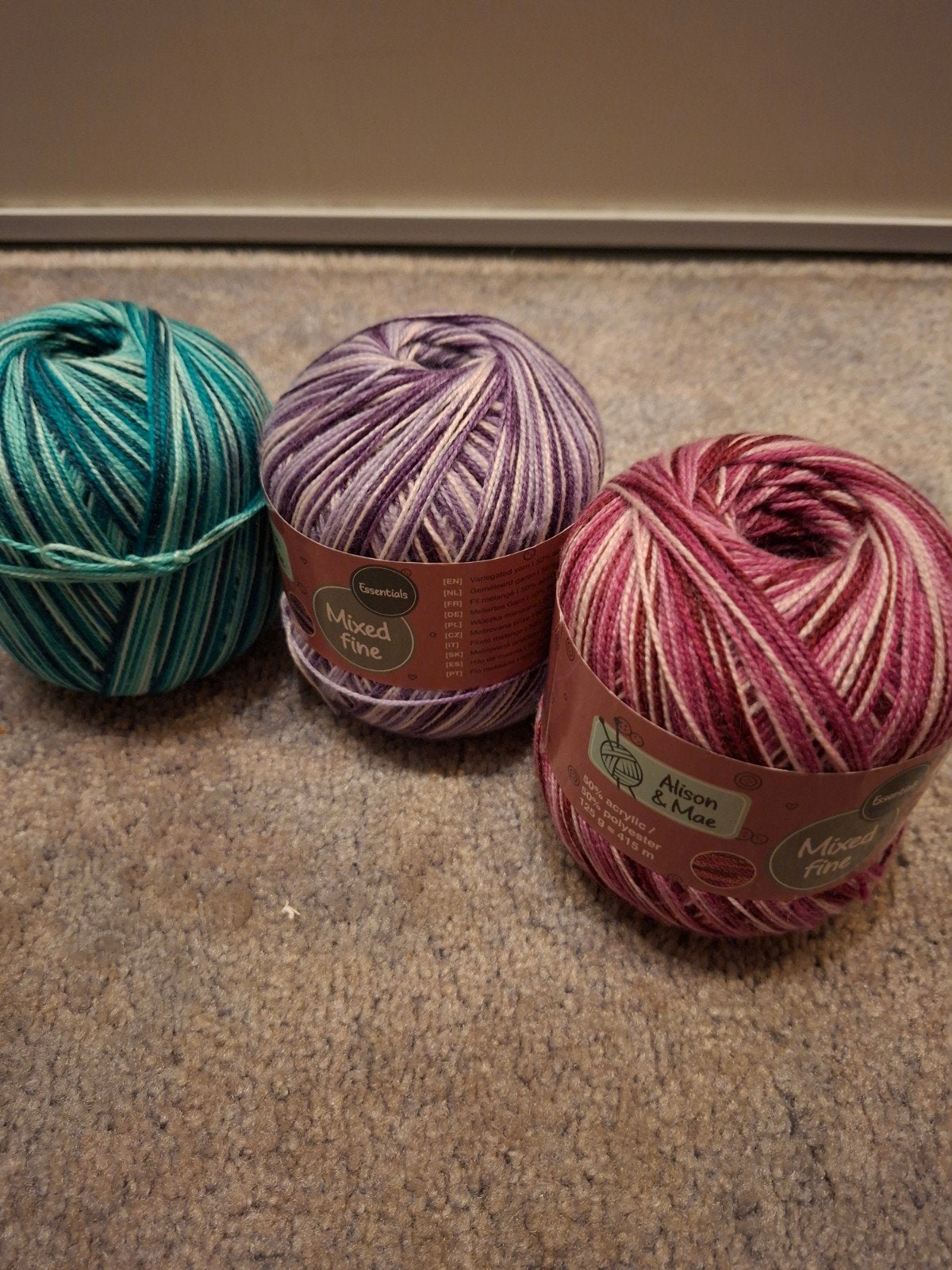 Haak en breigaren gemêleerde kleuren roze, paars en groen,, Hobby en Vrije tijd, Ophalen of Verzenden, Nieuw, Breien of Haken