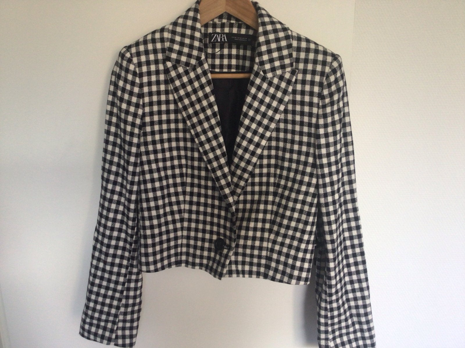 Zara geruit jasje zwart-wit maat XS, Zwart, Ophalen of Verzenden, Zo goed als nieuw, Jasje