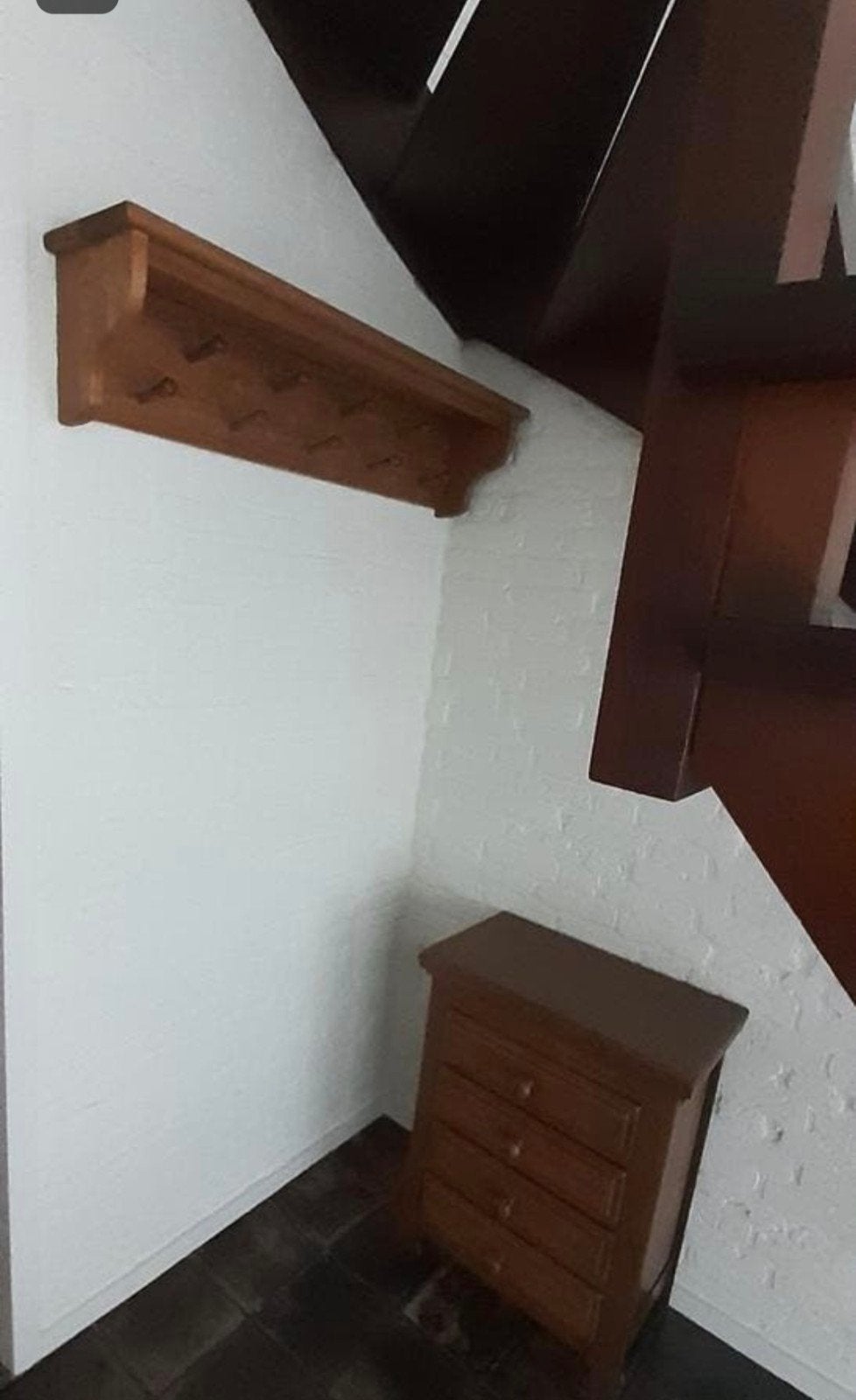 Eikenhouten wandkapstok met 9 haken, Wandkapstok, Gebruikt, Ophalen of Verzenden, Minder dan 100 cm