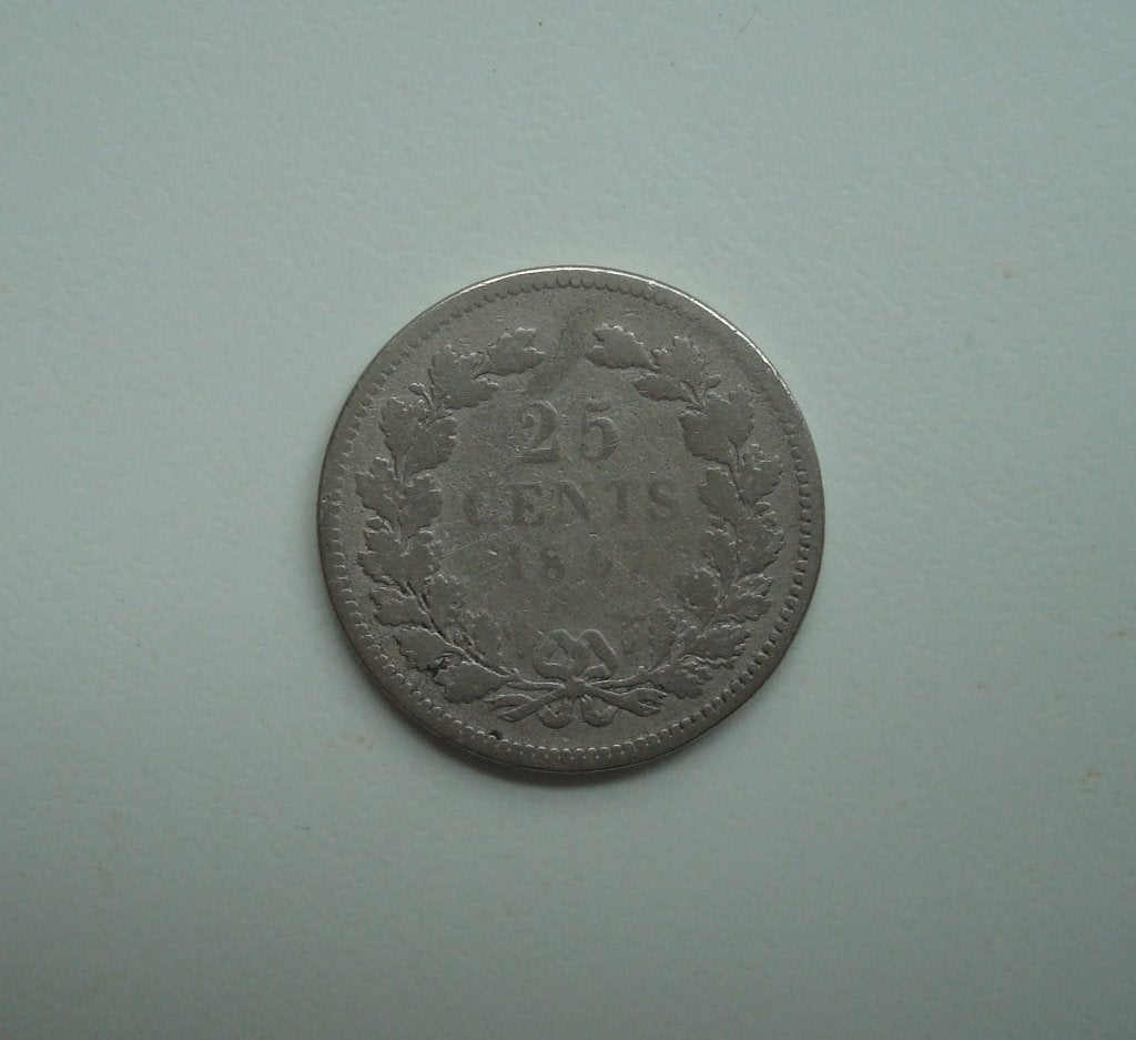 25 cent 1897 G zilver, Ophalen, Koningin Wilhelmina, 25 cent, Zilver