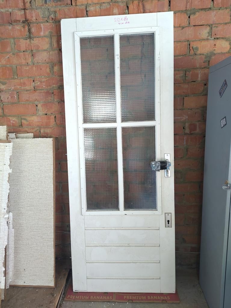 HARDHOUTEN BUITENDEUR 212 x 82, Ophalen, Glas, Buitendeur, 200 tot 215 cm