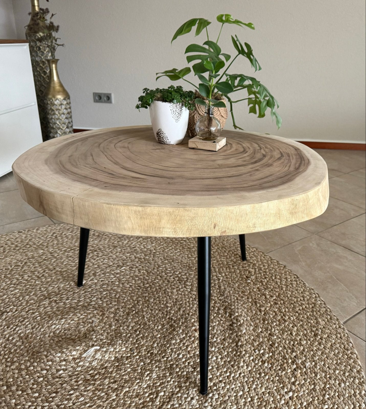 Salontafel boomstam Suar hout, Ophalen, 50 – 75, Rond, 50 tot 100 cm