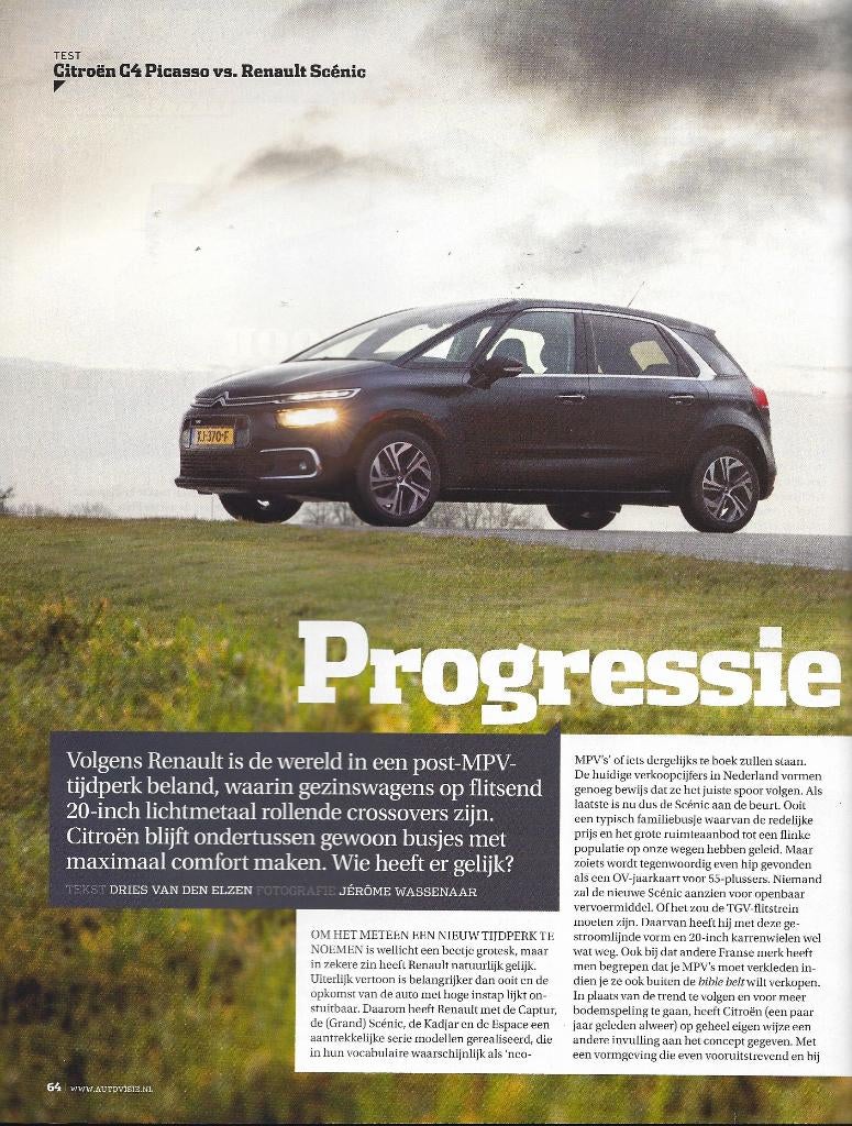 Autovisie test Citroen C4 Picasso versus Renault Scenic 2017, Boeken, Auto's | Folders en Tijdschriften, Ophalen of Verzenden