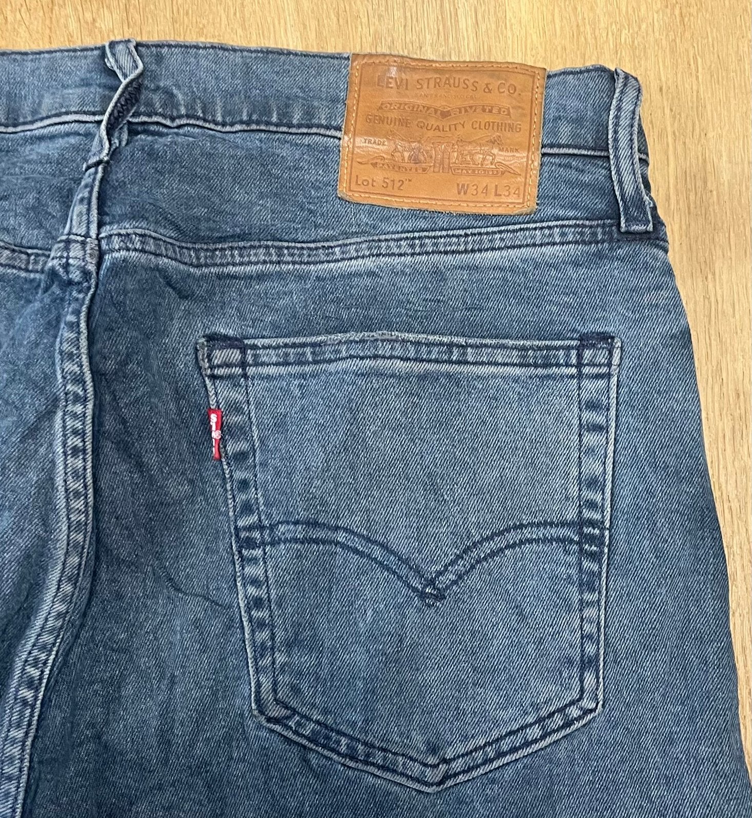 Levi’s 512 slim tapered stretch jeans blauw - Maat W34 L34, Ophalen of Verzenden, Zo goed als nieuw, Blauw, W33 - W34 (confectie 48/50)