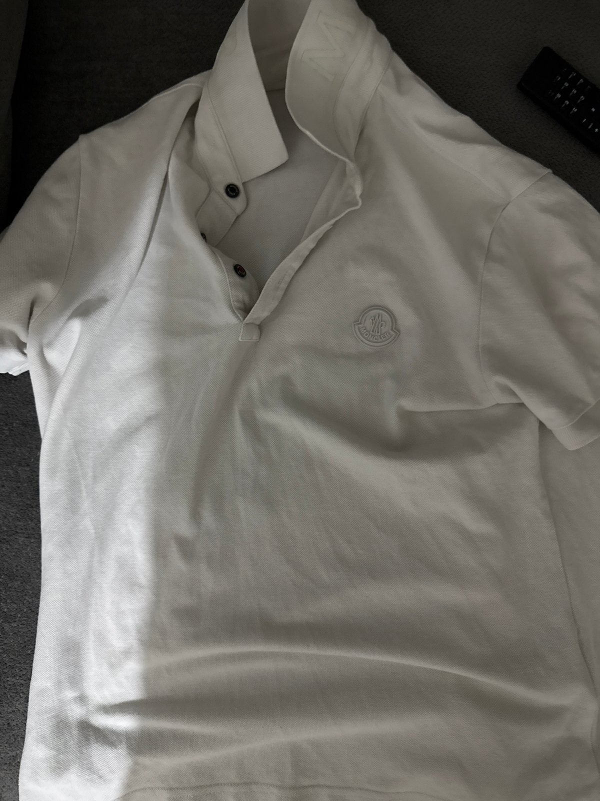 Moncler Polo Shirt - Zwart en Wit (Maat M), Ophalen of Verzenden, Gedragen, Maat 48/50 (M), Zwart