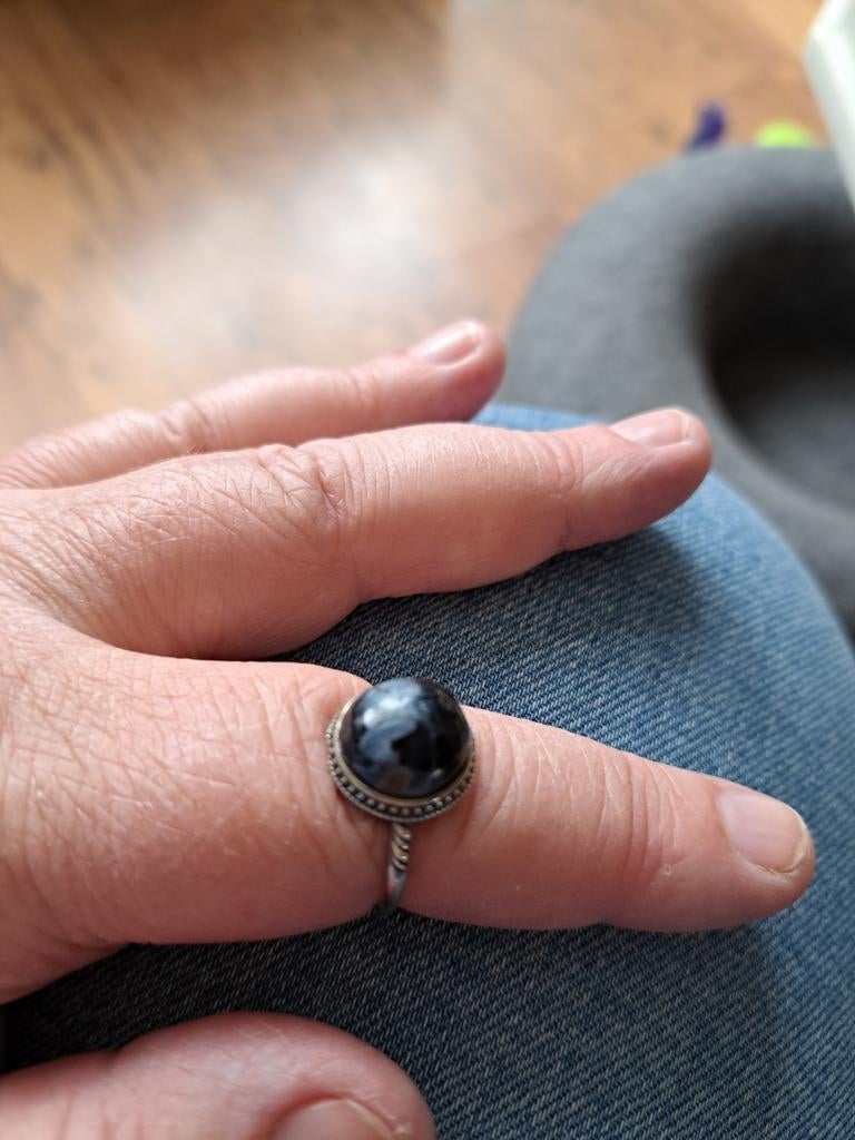 Ring pietersiet echt zilver verstelbaar, Sieraden, Tassen en Uiterlijk, Ringen, Ophalen of Verzenden, 17 tot 18, Dame, Zilver