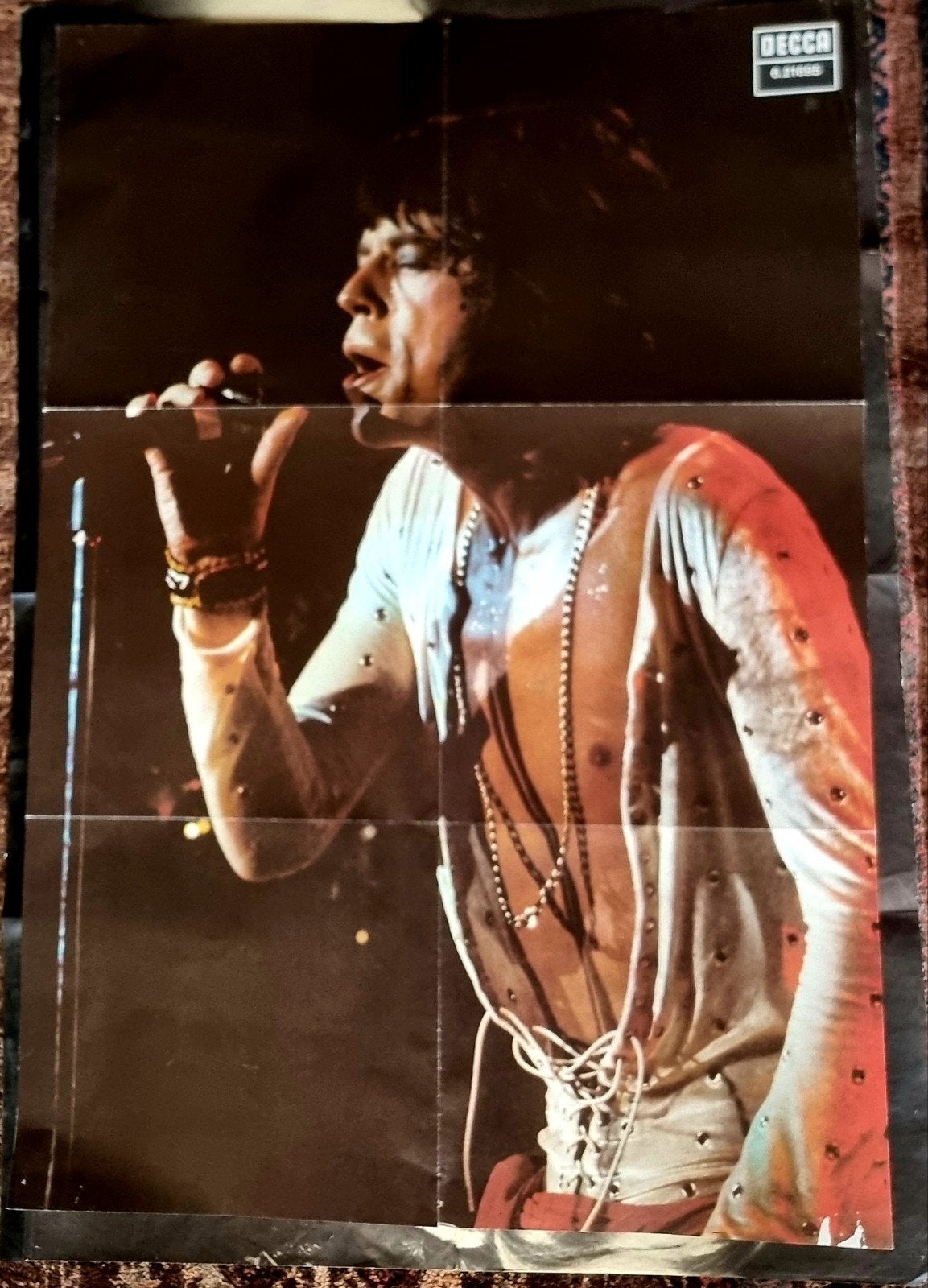 Vintage Rolling Stones Decca LP's Promo Poster (Jagger), Ophalen of Verzenden, Gebruikt, Poster, Artwork of Schilderij