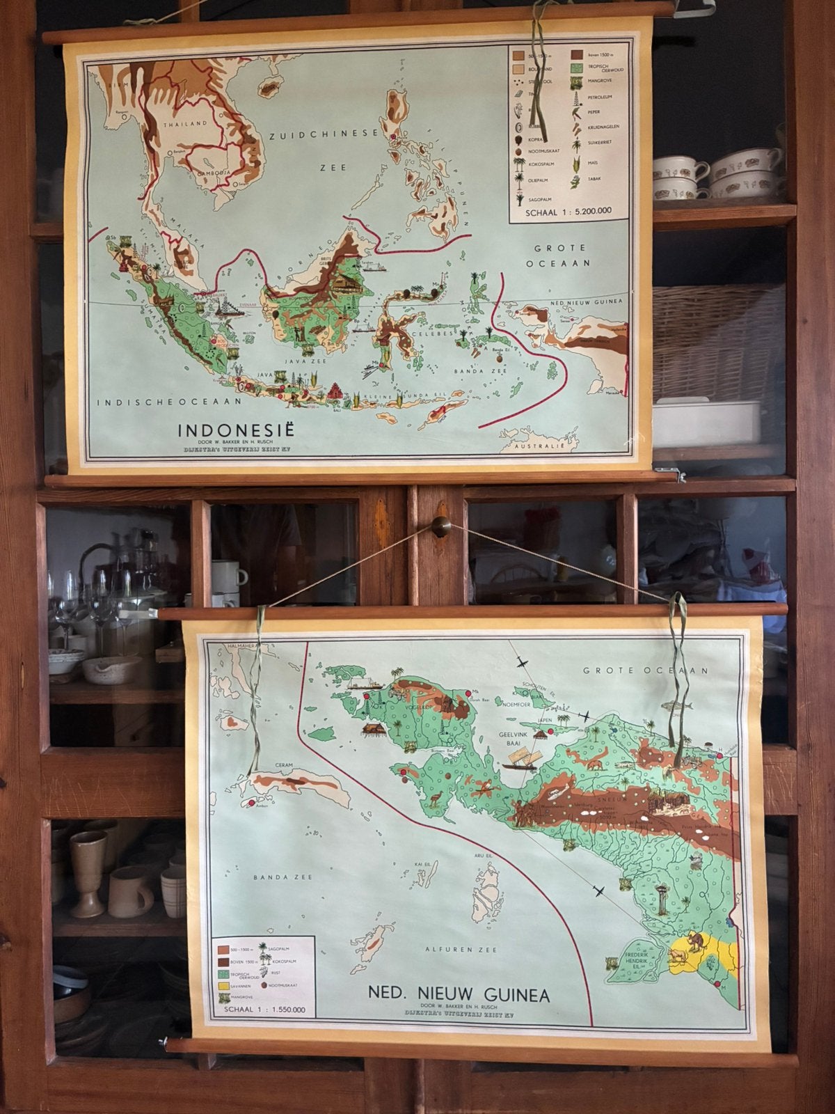Schoolplaat schoolplaten Indonesië, Nieuw Guinea, Ophalen of Verzenden