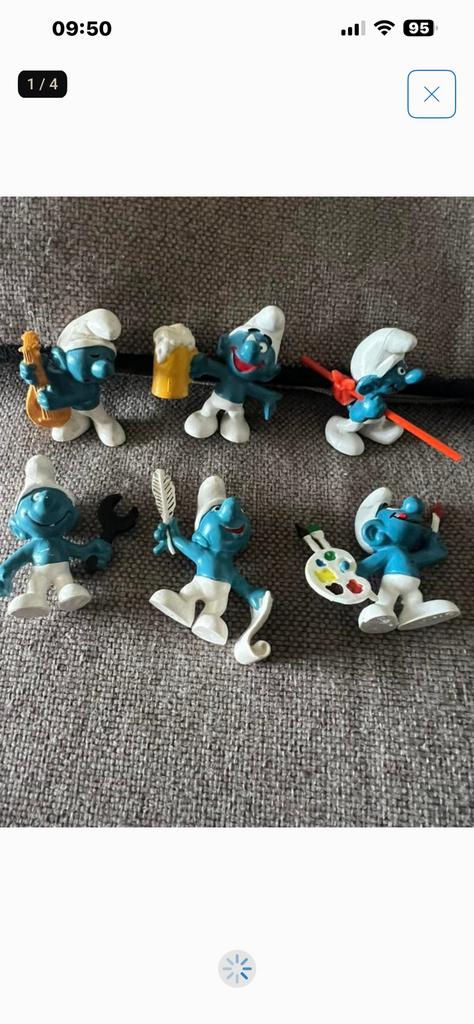 5 oude smurfen, zien er goed uit, Verzamelen, Smurfen, Ophalen of Verzenden, Zo goed als nieuw, Verschillende Smurfen