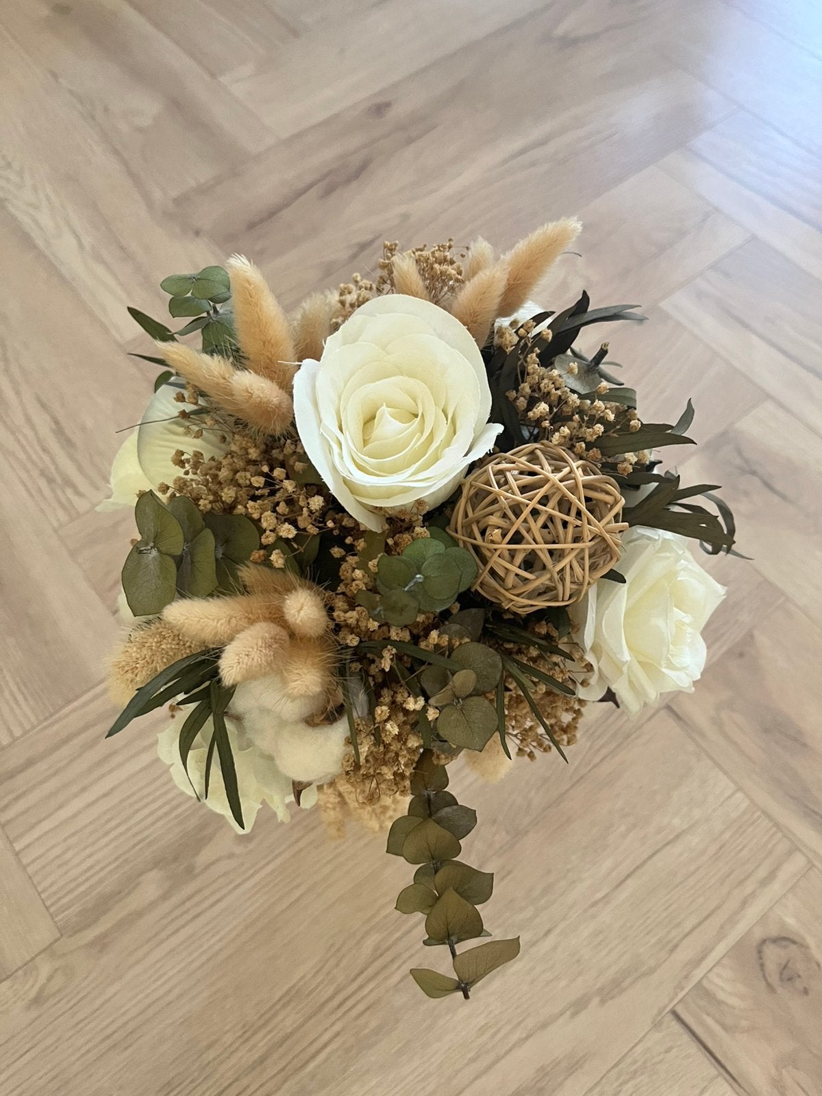 Handgemaakt bruidsboeket van katoen en droogbloemen, Ophalen, Nieuw, Accessoires