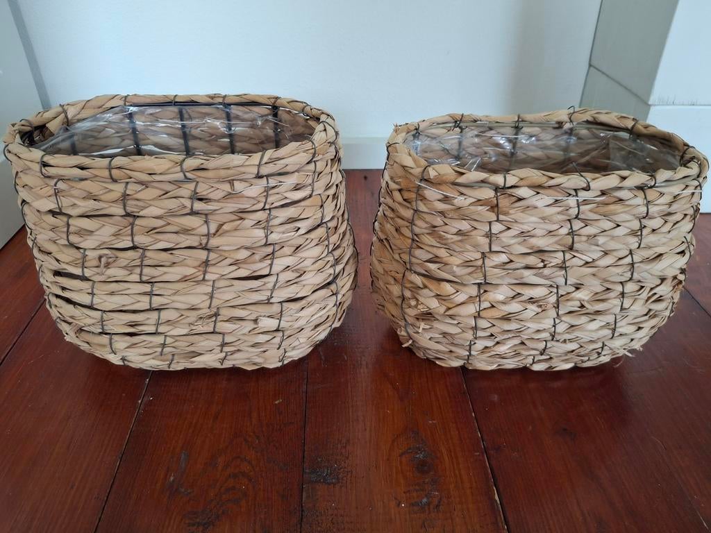 Manden voor planten set van 2, Huis en Inrichting, Mand, Ophalen of Verzenden, Zo goed als nieuw, Riet